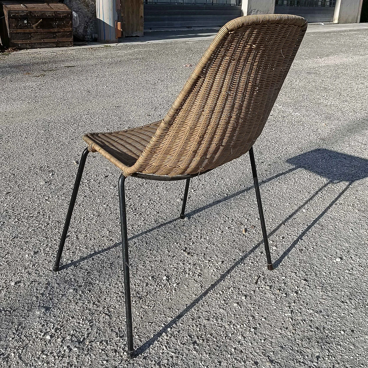 Wicker and metal chair, 1980s 7