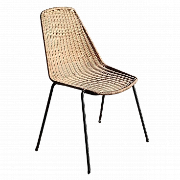 Wicker and metal chair, 1980s