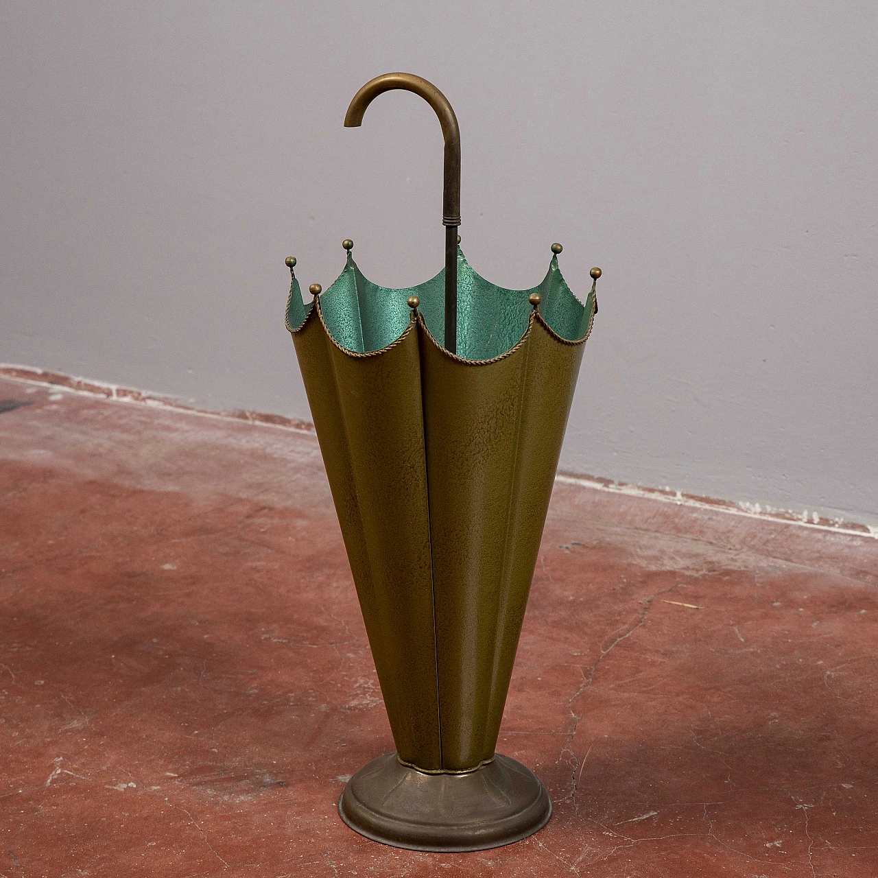 Portaombrelli a forma di ombrello in metallo bicolore, anni '50 1