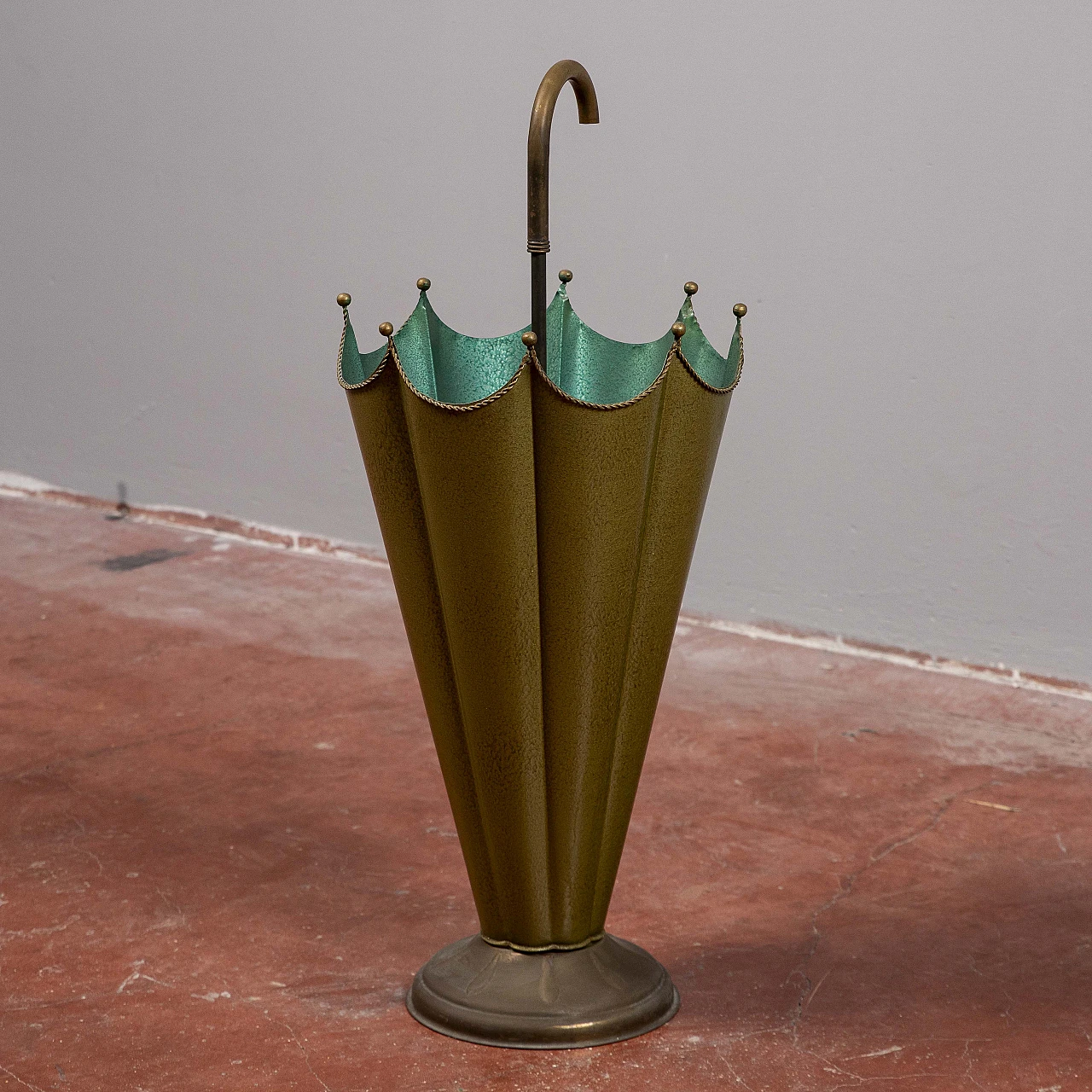 Portaombrelli a forma di ombrello in metallo bicolore, anni '50 2