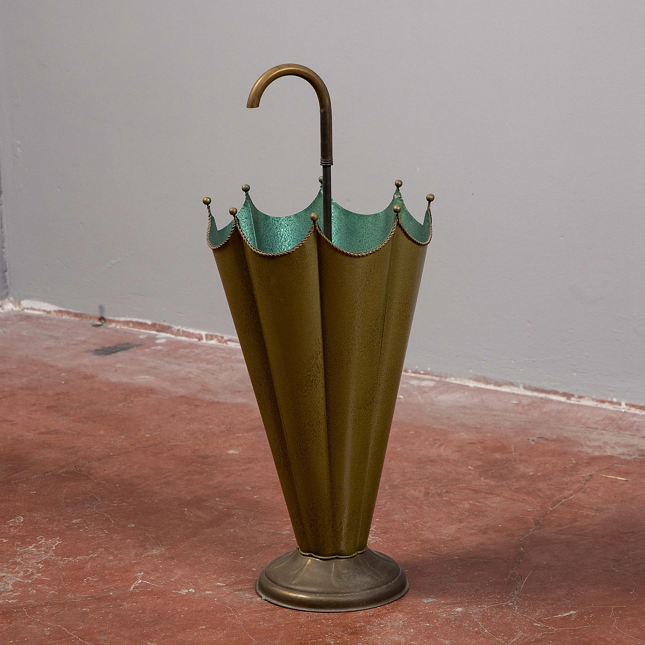 Portaombrelli a forma di ombrello in metallo bicolore, anni '50 7