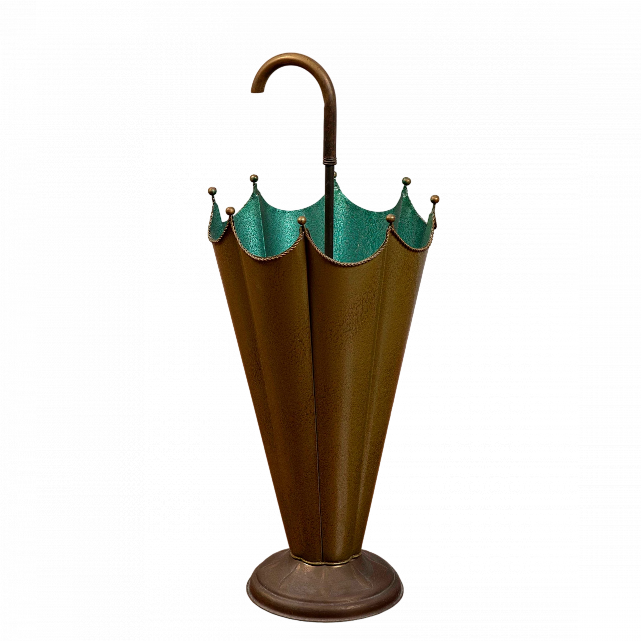 Portaombrelli a forma di ombrello in metallo bicolore, anni '50 8