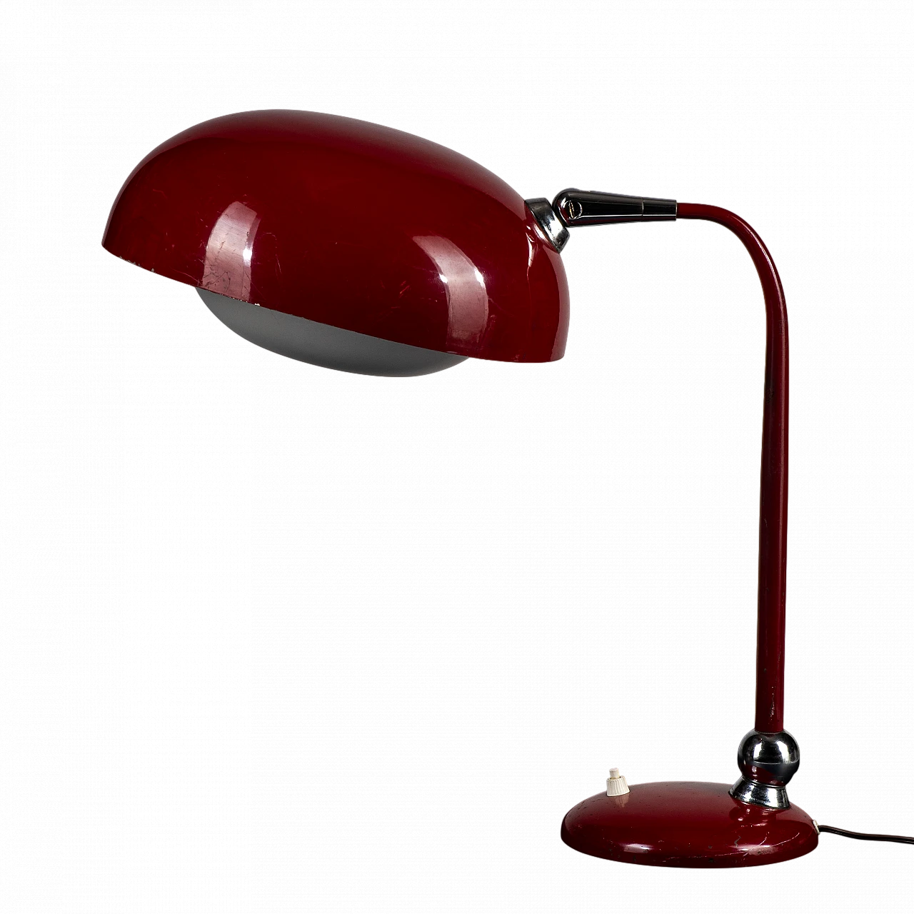 Lampada da tavolo ministeriale orientabile in metallo rosso, anni '50 9
