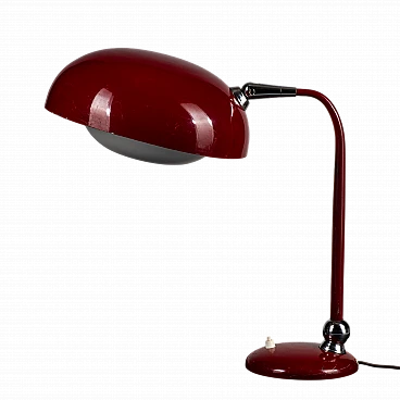 Lampada da tavolo ministeriale orientabile in metallo rosso, anni '50