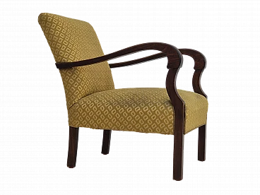 Danish fabric and beech armchair, 1950s