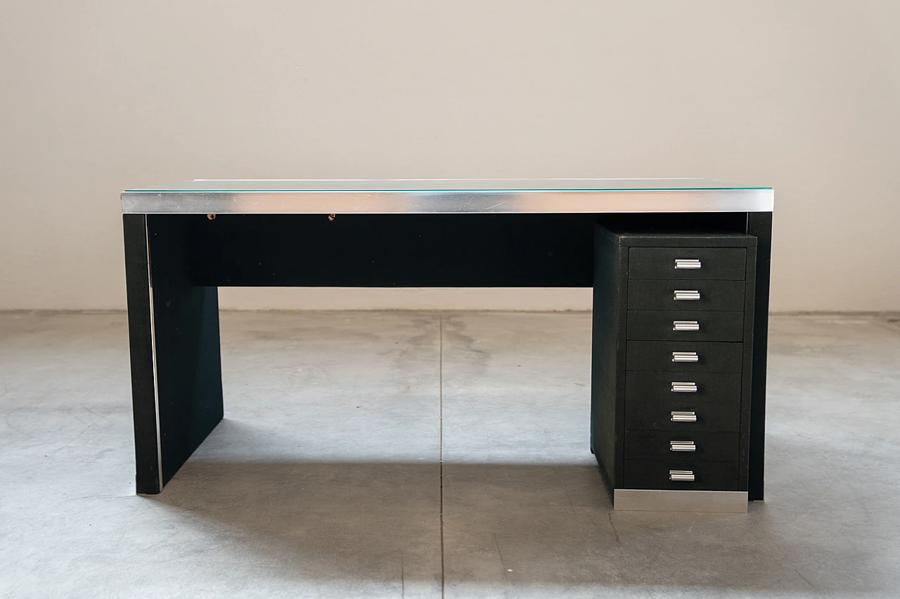 Glass and aluminum desk by Guido Faleschi for Mariani, 1970 1
