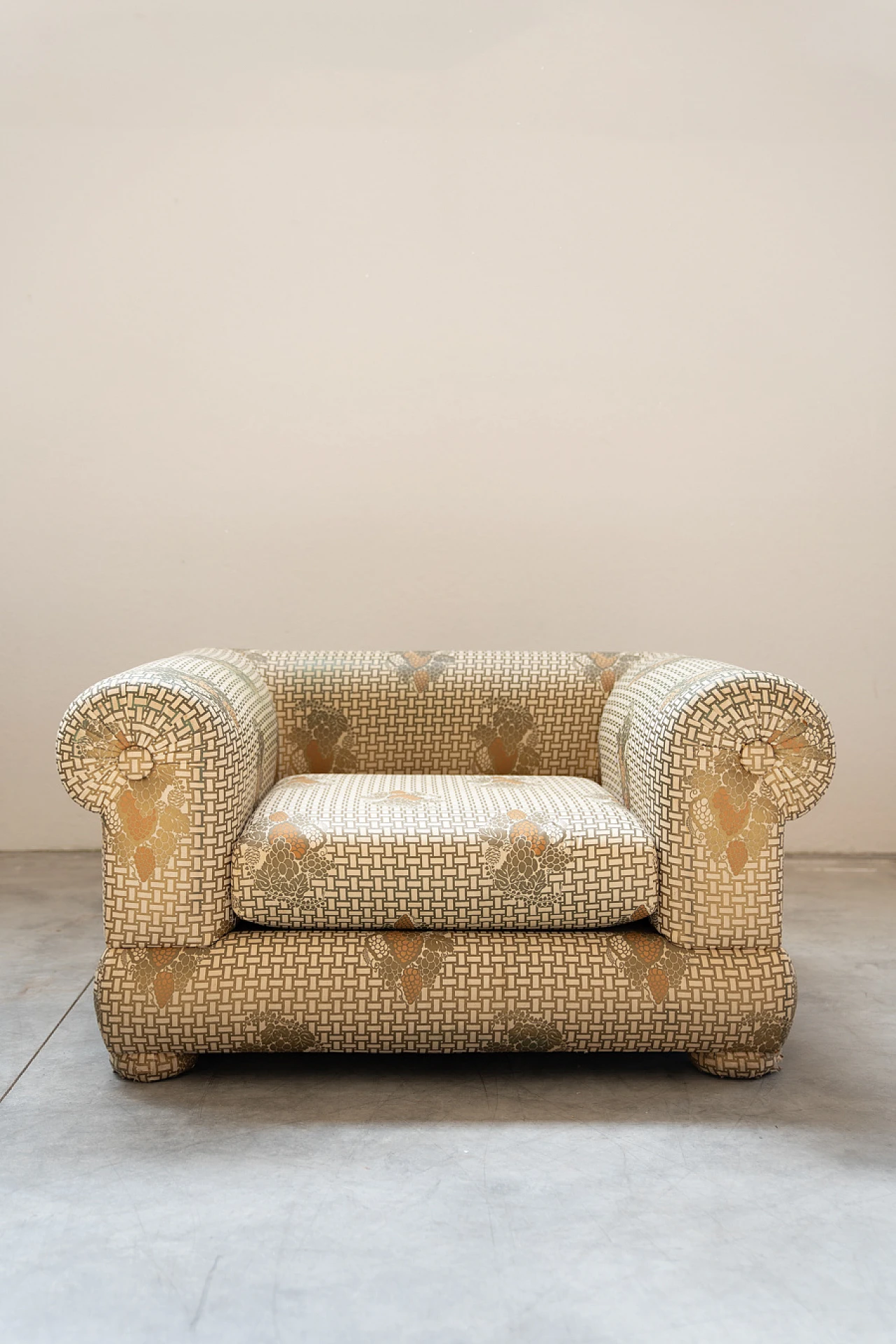 Three-seater sofa and silk armchair by Tommaso Barbi, 1970s 16