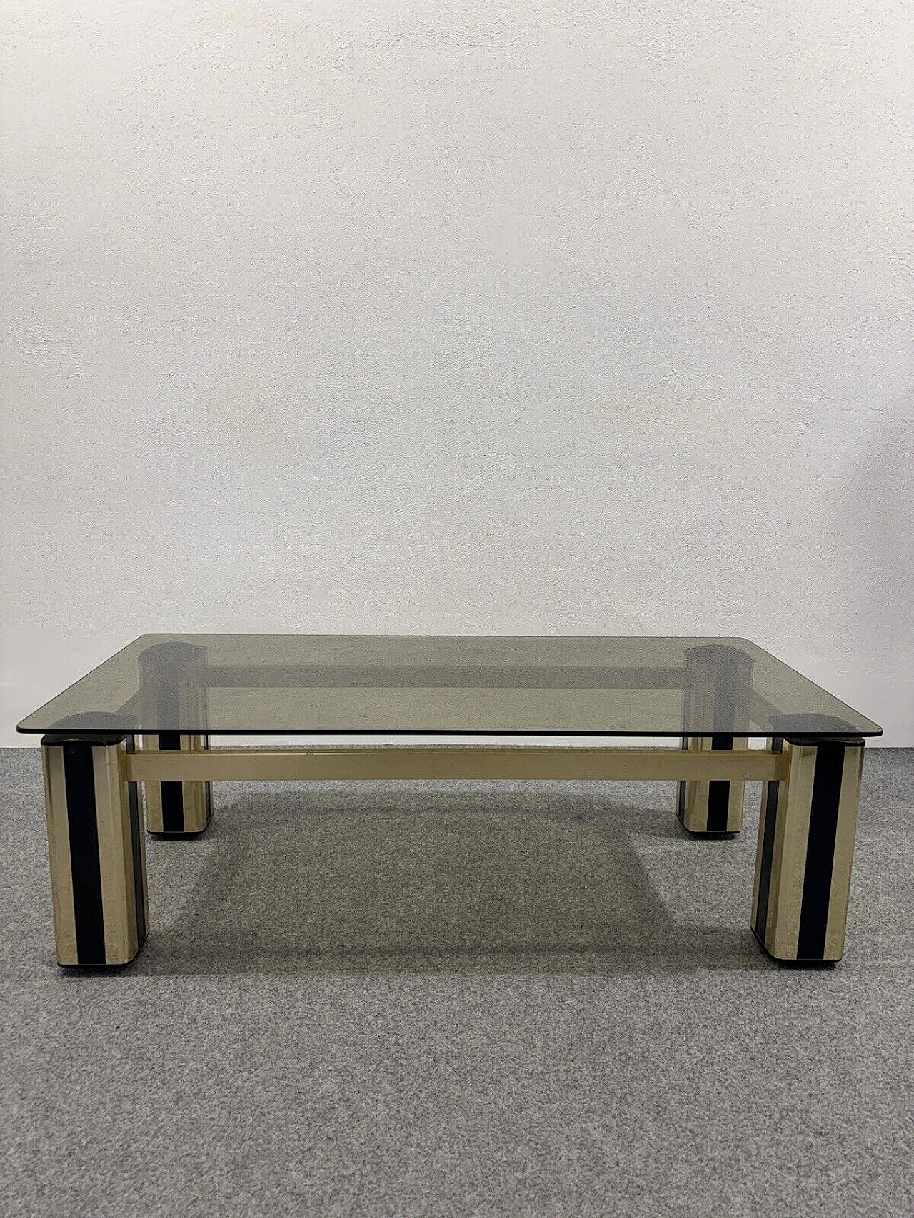 Gilded metal, plastic and glass coffee table, 1970s 2
