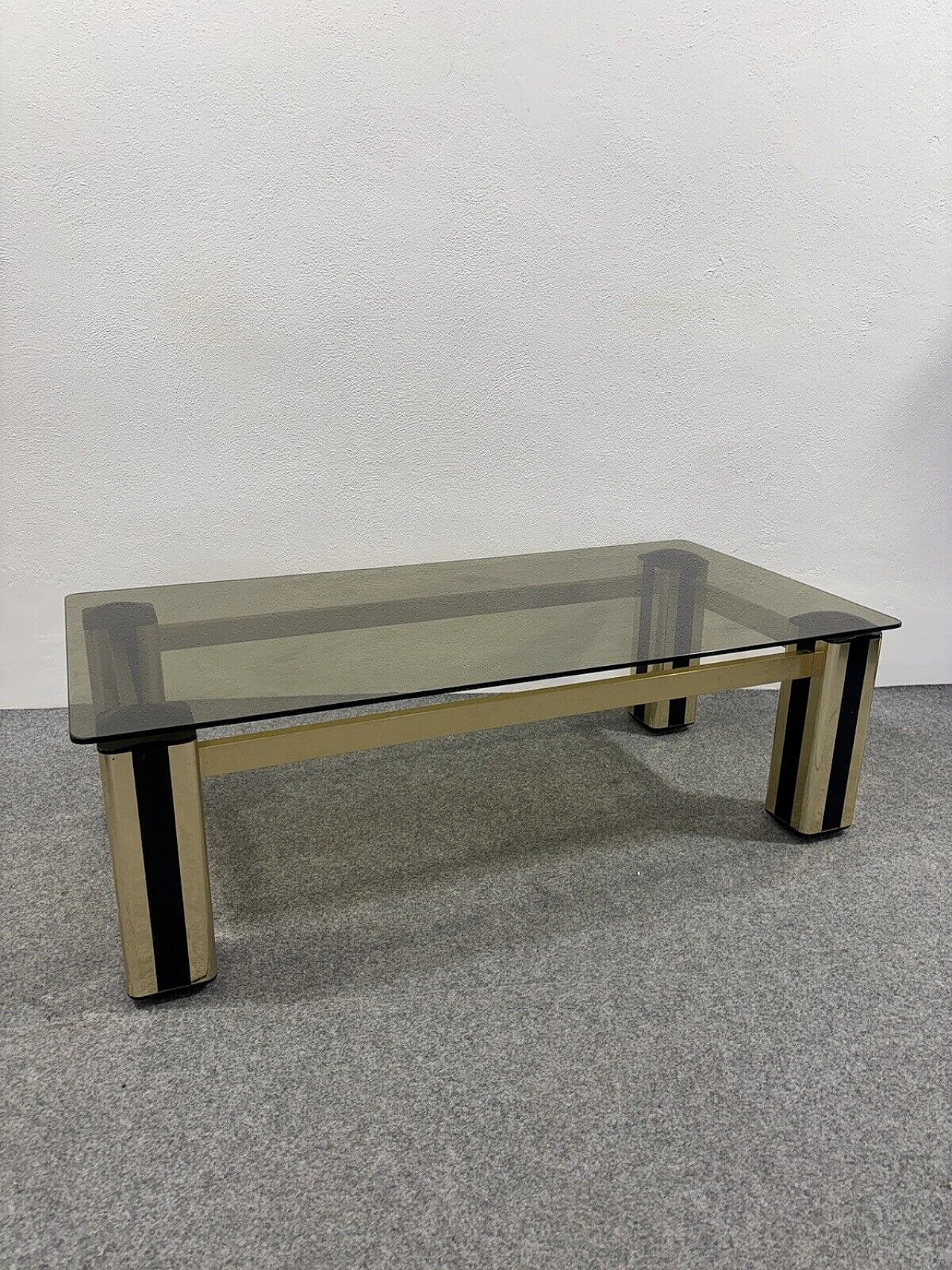 Gilded metal, plastic and glass coffee table, 1970s 3