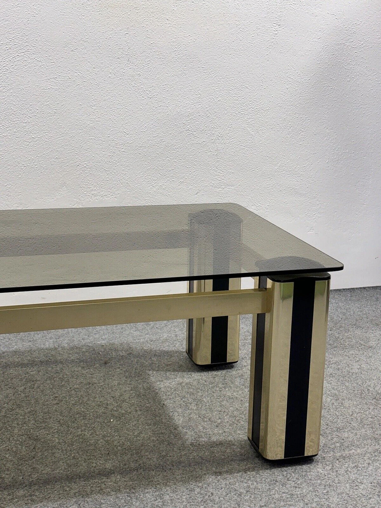 Gilded metal, plastic and glass coffee table, 1970s 4