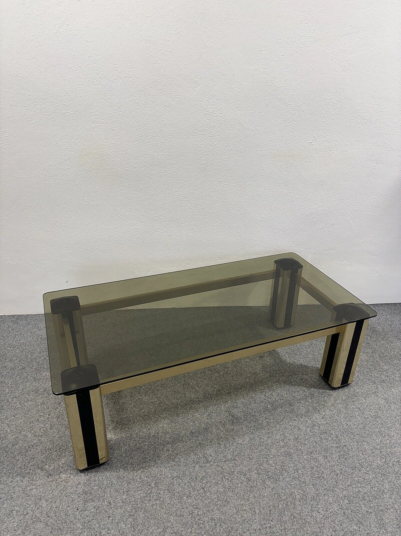 Gilded metal, plastic and glass coffee table, 1970s 5