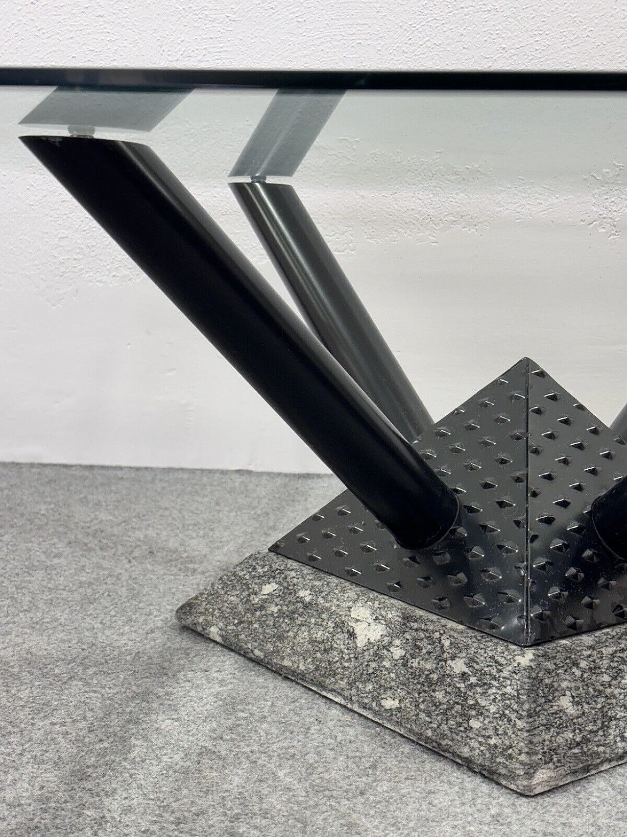 Marble, varnished metal and cut crystal coffee table, 1980s 6