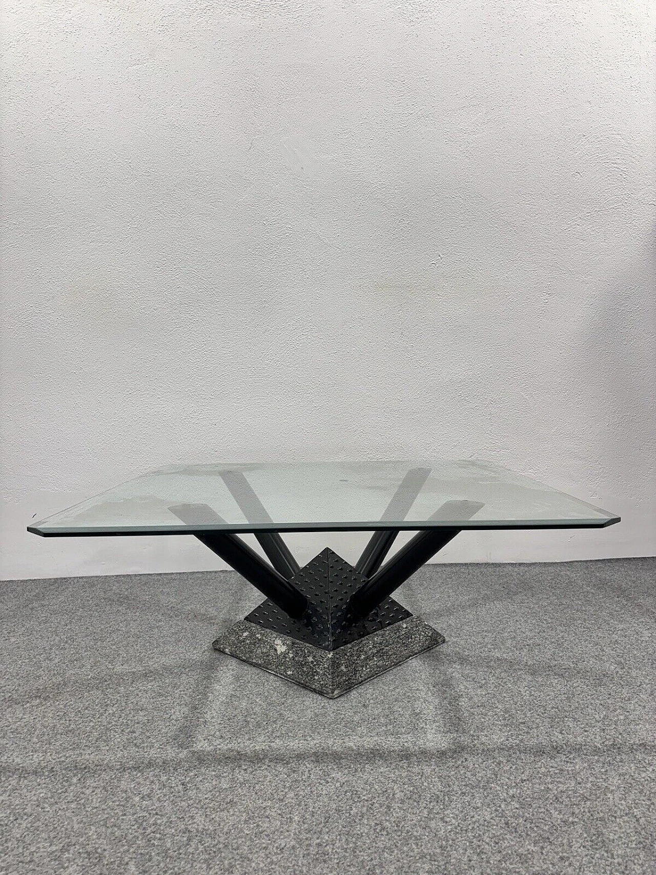 Marble, varnished metal and cut crystal coffee table, 1980s 8