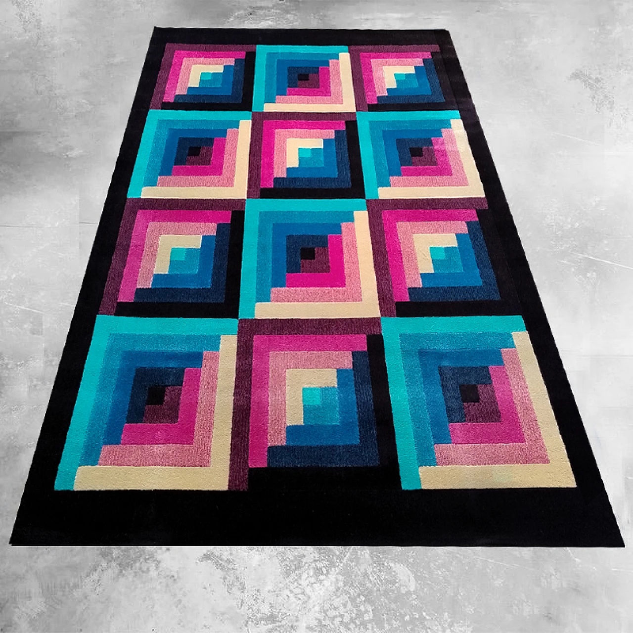 Geometric wool carpet by Missoni for T&J, 1980s 3