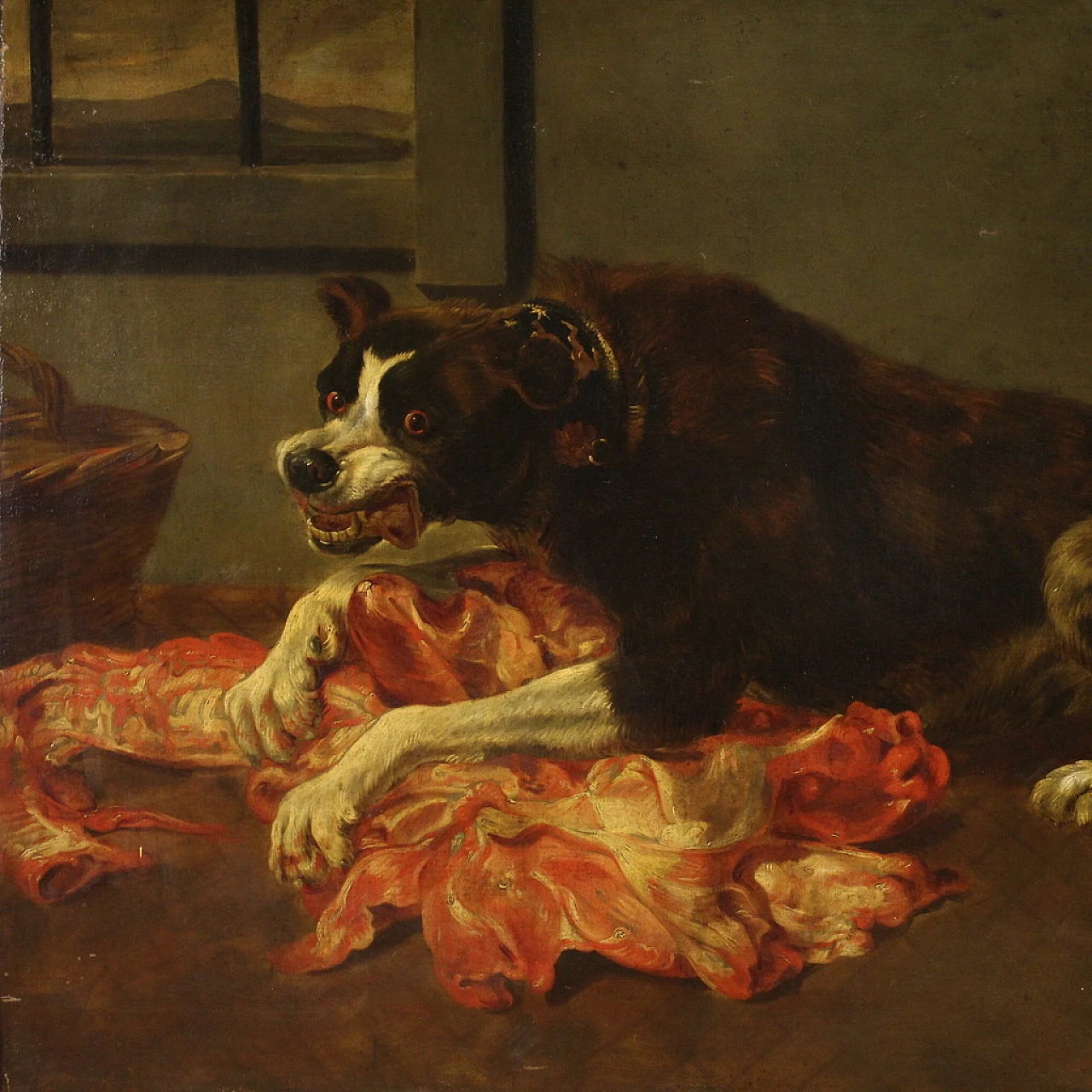 Still life with dogs, oil on canvas, 17th century 3