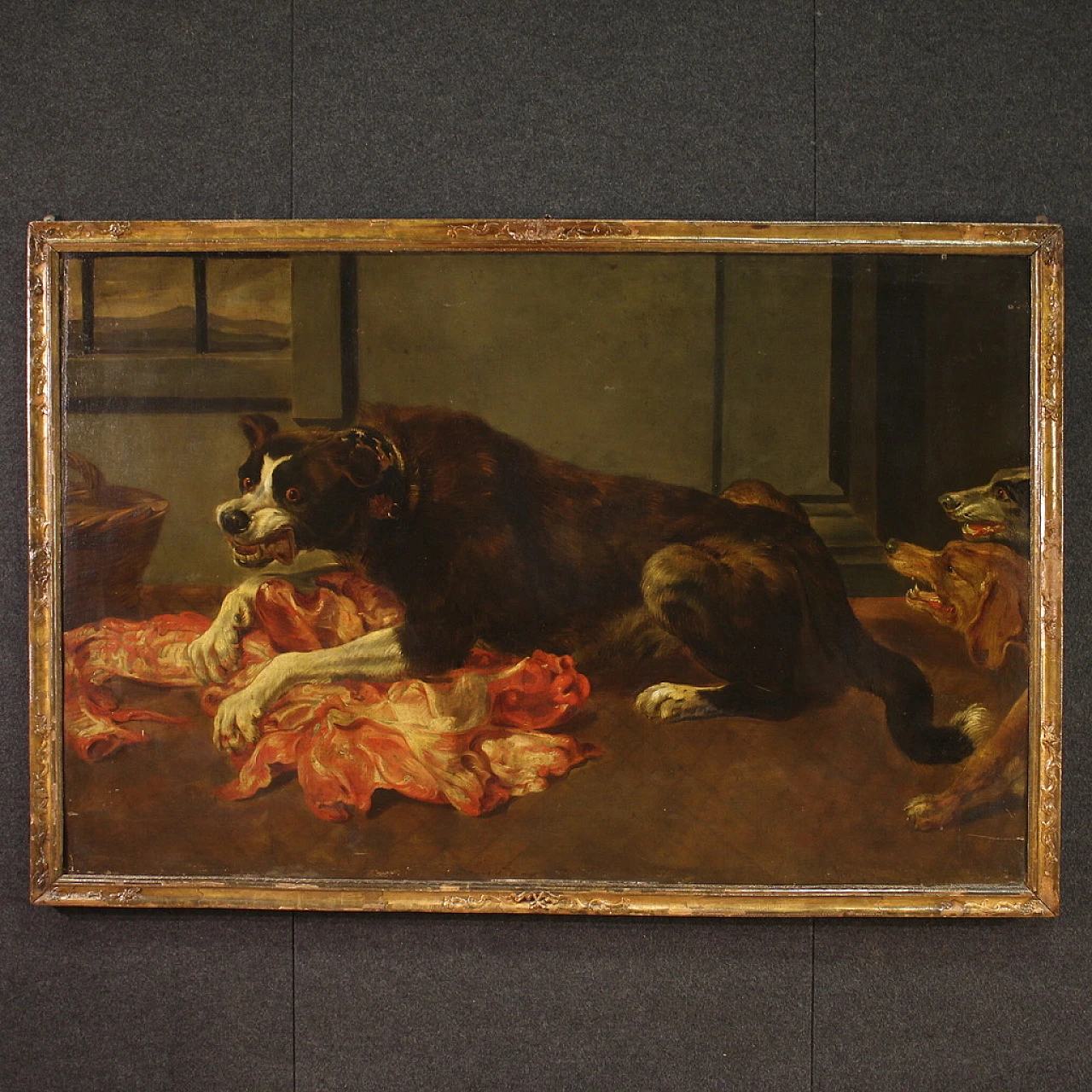 Still life with dogs, oil on canvas, 17th century 13