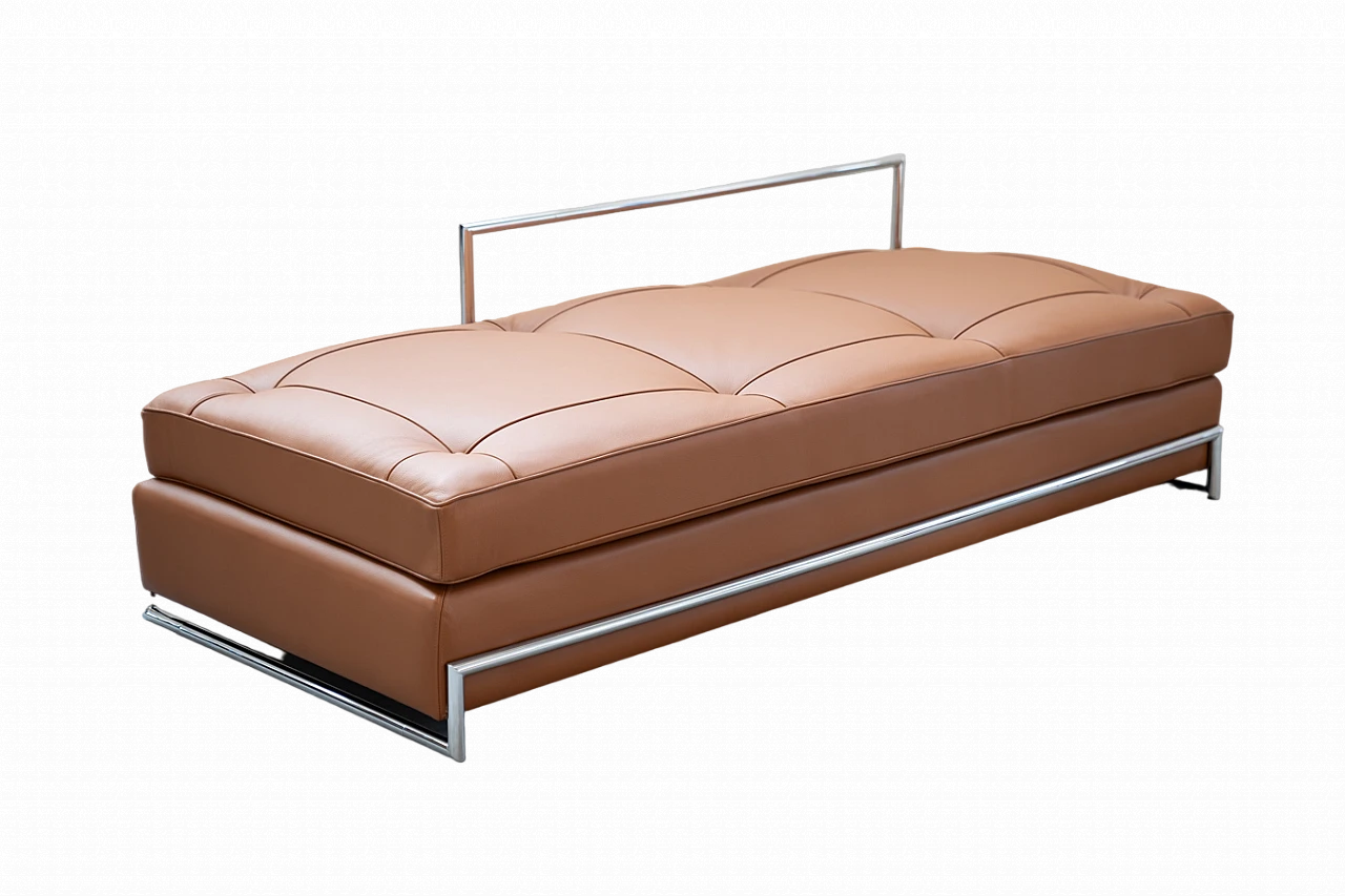 Daybed sofa in leather by E. Gray for Vereinigte Werkstatte, 1980s 13