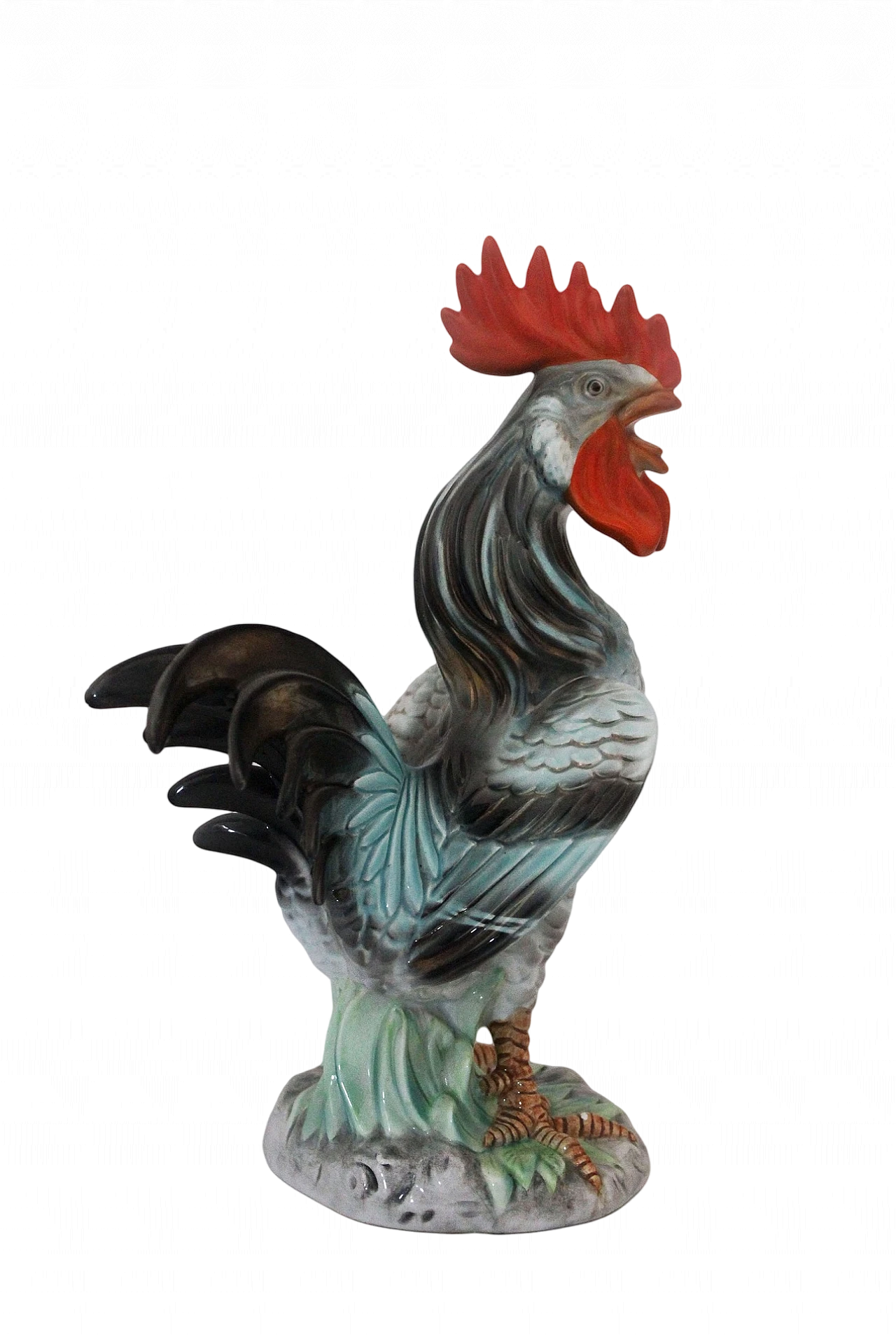 Ceramic rooster sculpture by Ronzan, 1940s 4