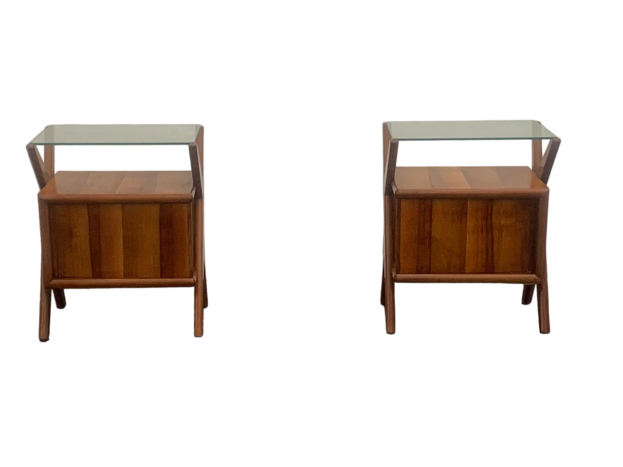 Pair of rosewood and glass bedside tables, 1960s 12