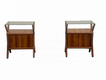 Pair of rosewood and glass bedside tables, 1960s