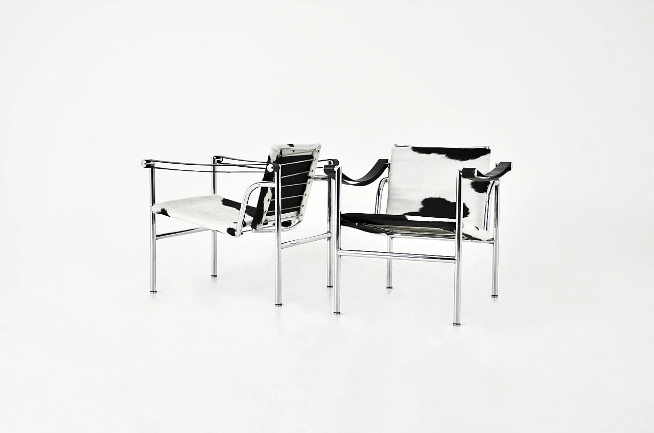 Coppia di Poltrone LC1 in pelle di Le Corbusier per Cassina, anni '70 1