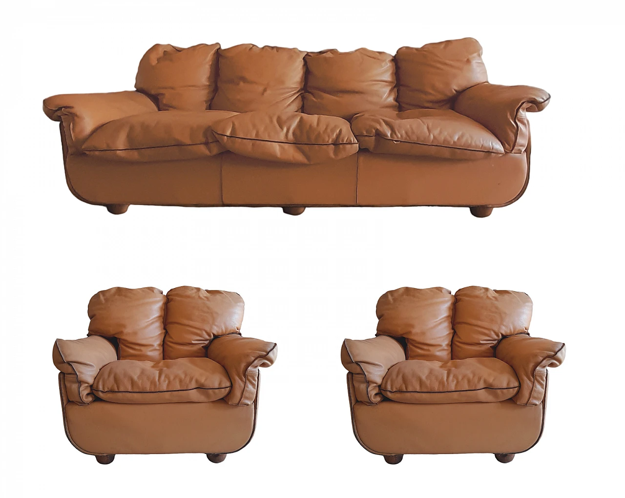 Divano e coppia di poltrone Nido di F. Nale per Lev&Lev, anni '70 10