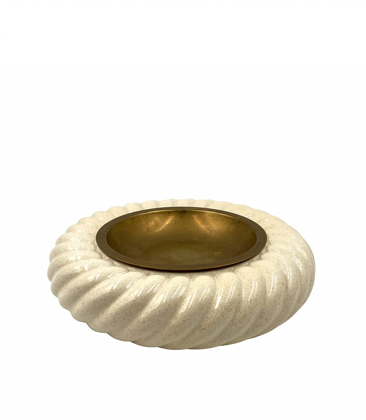 Ceramic & brass ashtray by T. Barbi for B Ceramiche, 1970s 1