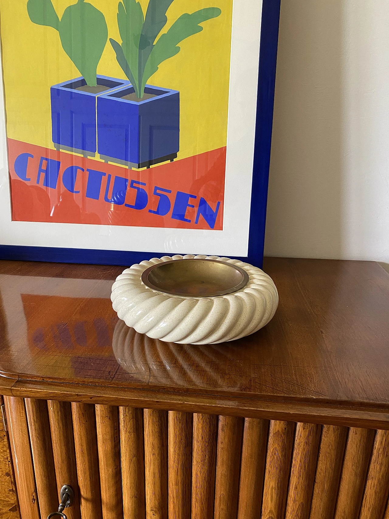 Ceramic & brass ashtray by T. Barbi for B Ceramiche, 1970s 2