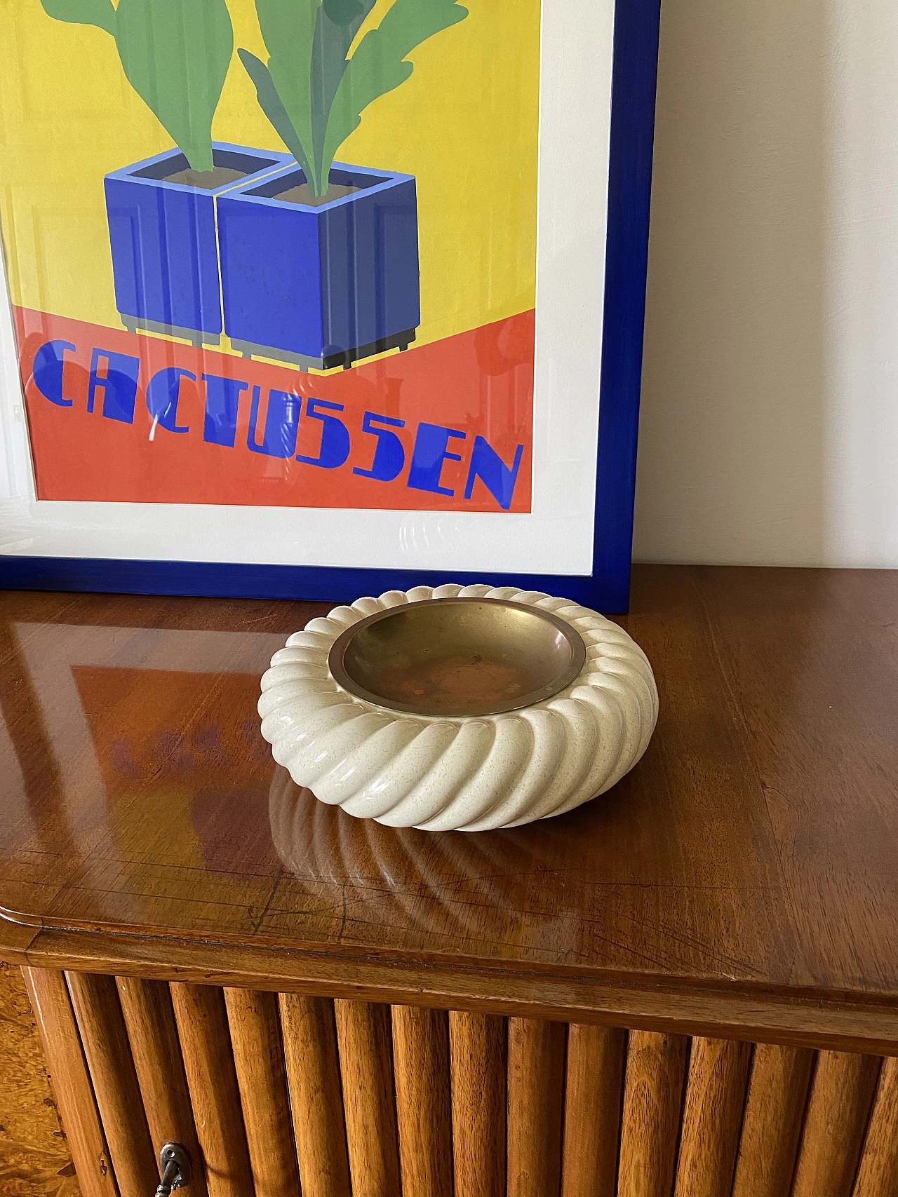 Ceramic & brass ashtray by T. Barbi for B Ceramiche, 1970s 5