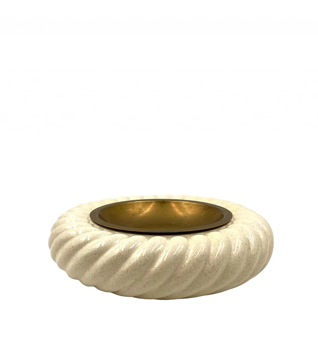 Ceramic & brass ashtray by T. Barbi for B Ceramiche, 1970s 9