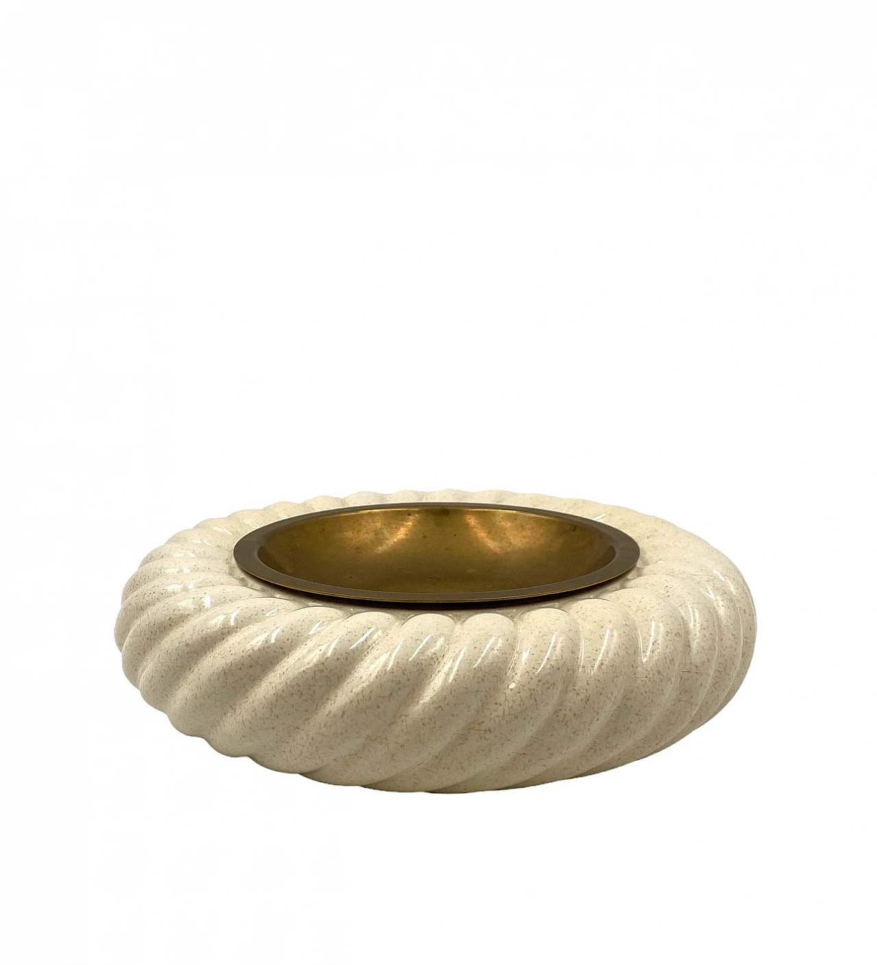 Ceramic & brass ashtray by T. Barbi for B Ceramiche, 1970s 10