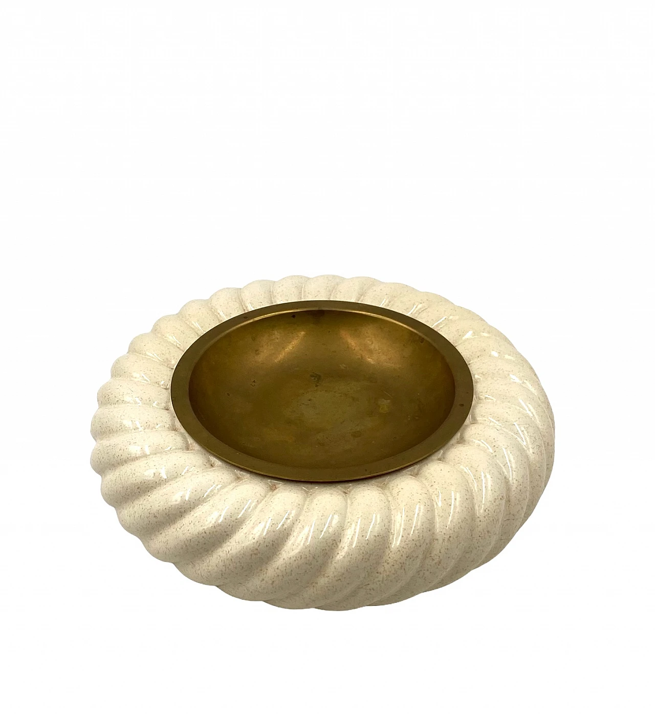 Ceramic & brass ashtray by T. Barbi for B Ceramiche, 1970s 12