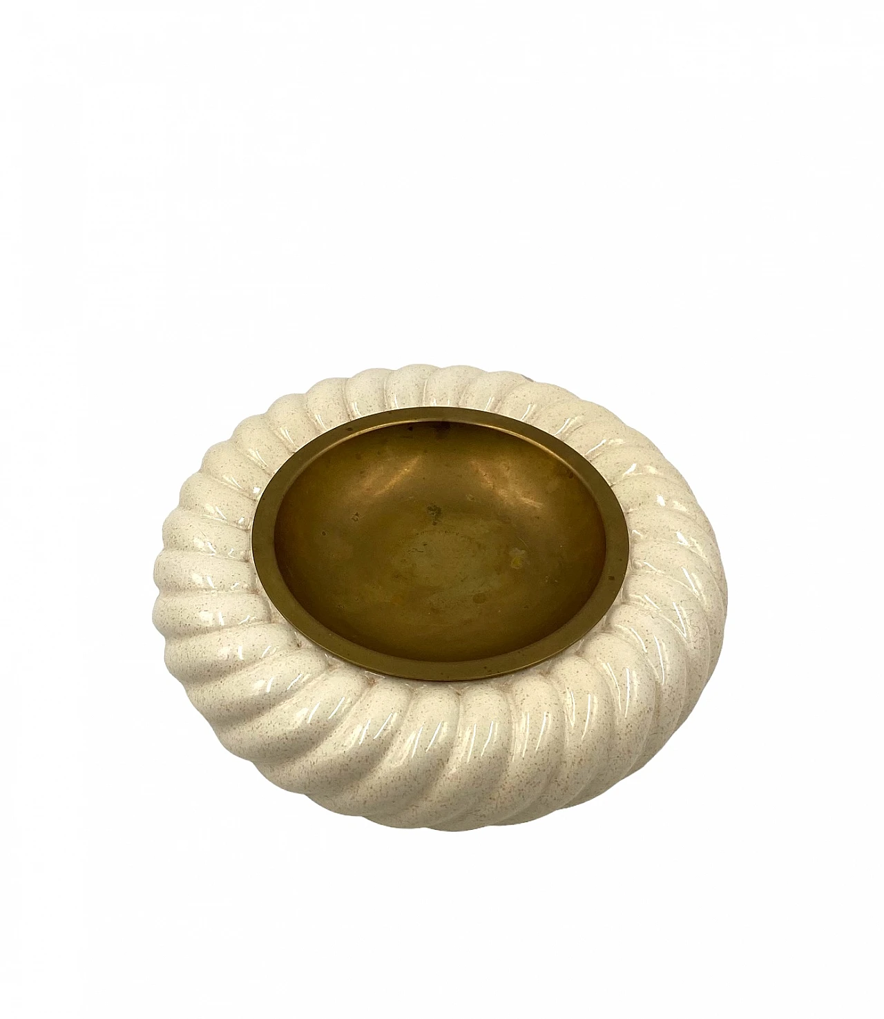 Ceramic & brass ashtray by T. Barbi for B Ceramiche, 1970s 13