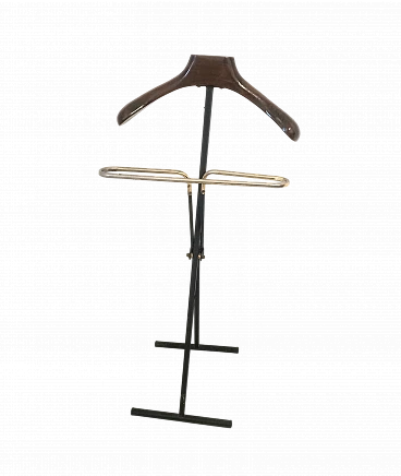 Beech and metal valet stand attributed to Fratelli Reguitti, 1960s