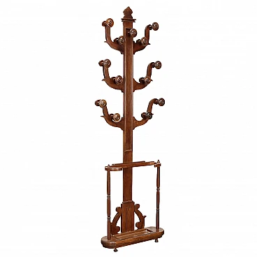 Wooden clothes stand with umbrella stand