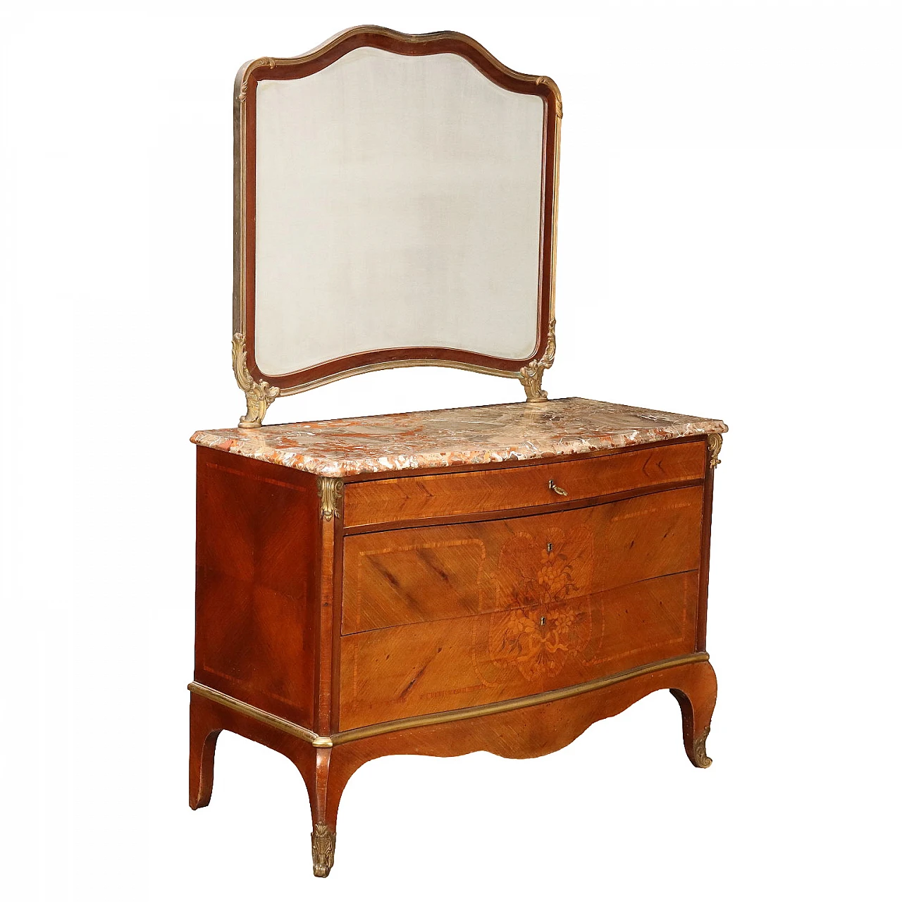 Mahogany & marble dresser with mirror by Grazioli & Gaudenzi 1