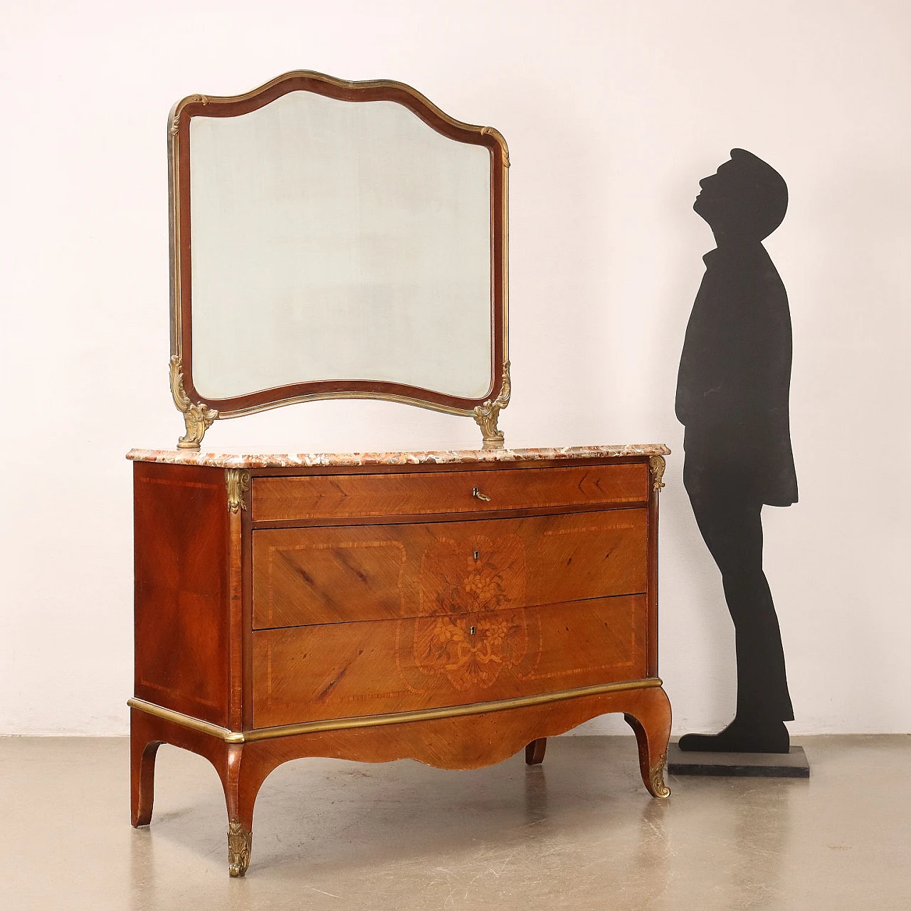 Mahogany & marble dresser with mirror by Grazioli & Gaudenzi 2