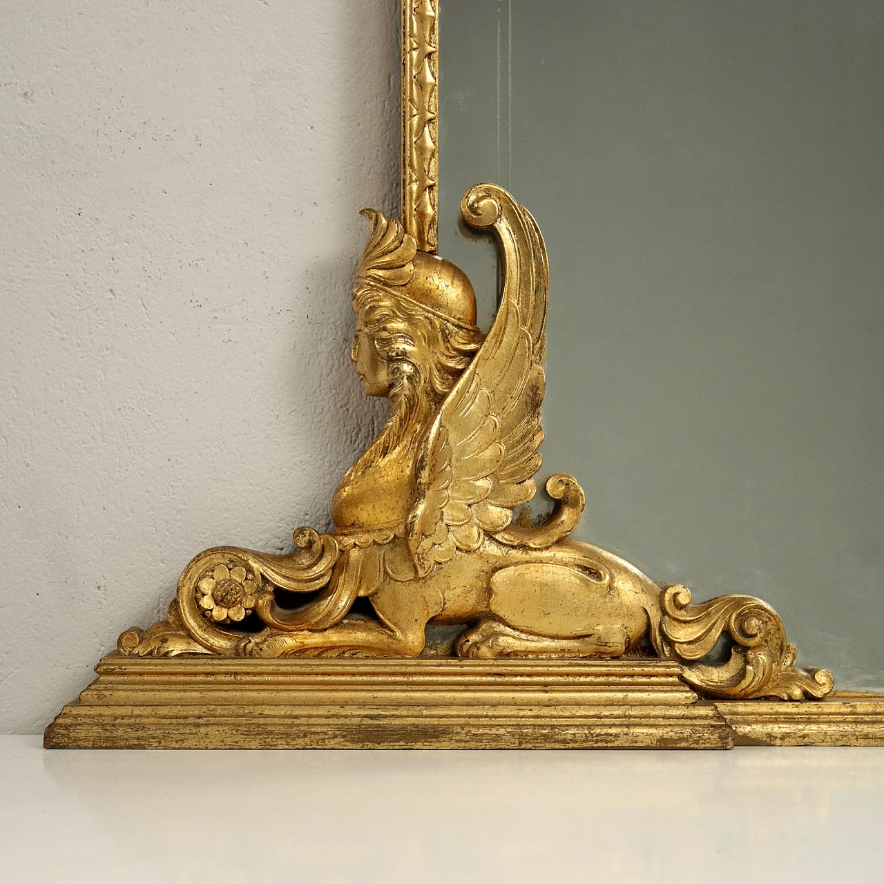 Eclectic carved and gilded wooden stand mirror, 1950s 4