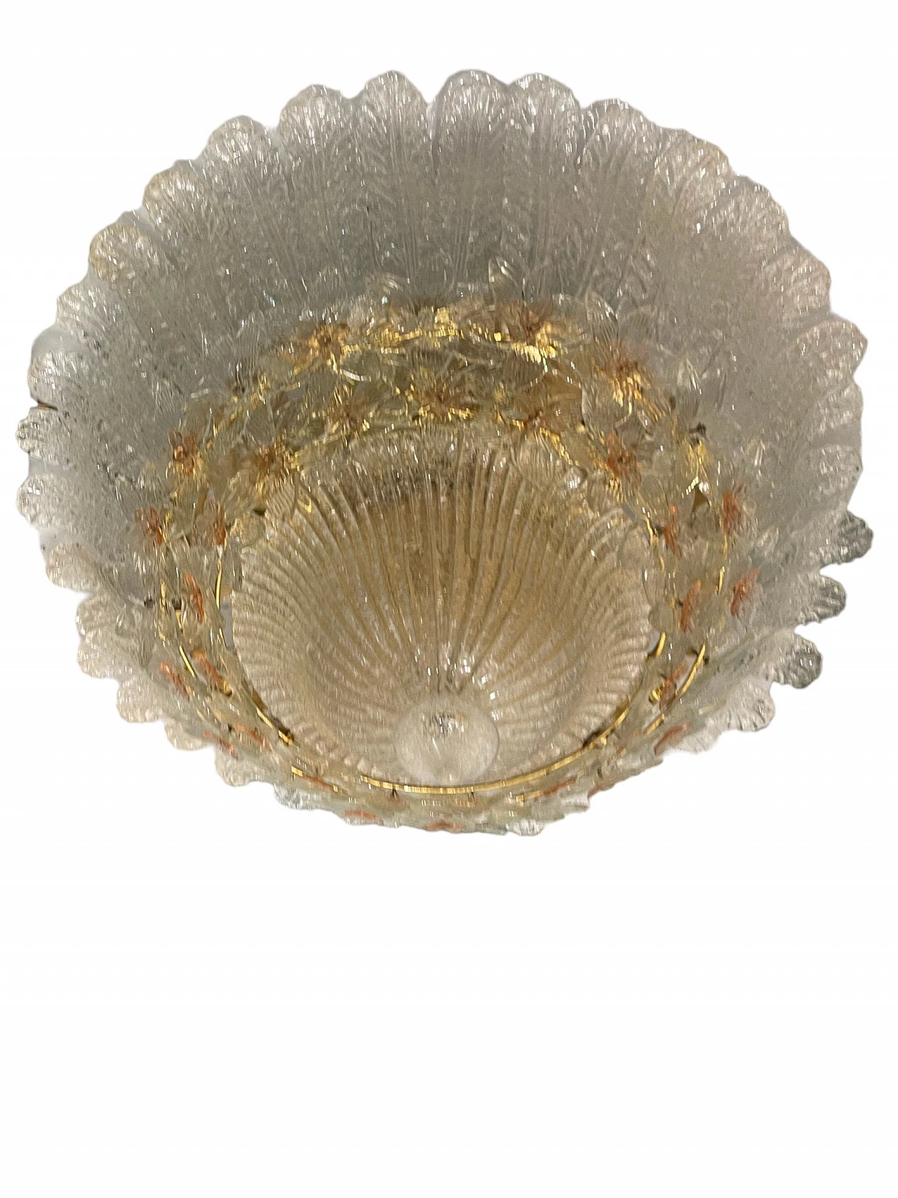 Murano glass ceiling lamp with flowers decor by Barovier & Toso, 1970s 1