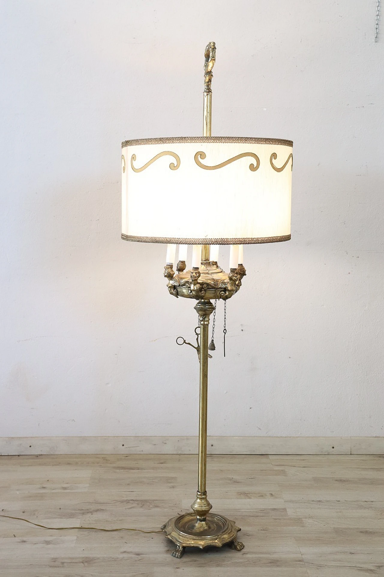 Brass floor lamp in antique style, 1960s 2