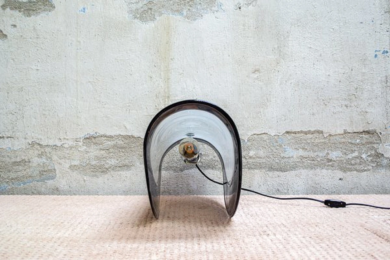 Lampada da tavolo in vetro di Murano bianco e blu scuro, anni '80 3