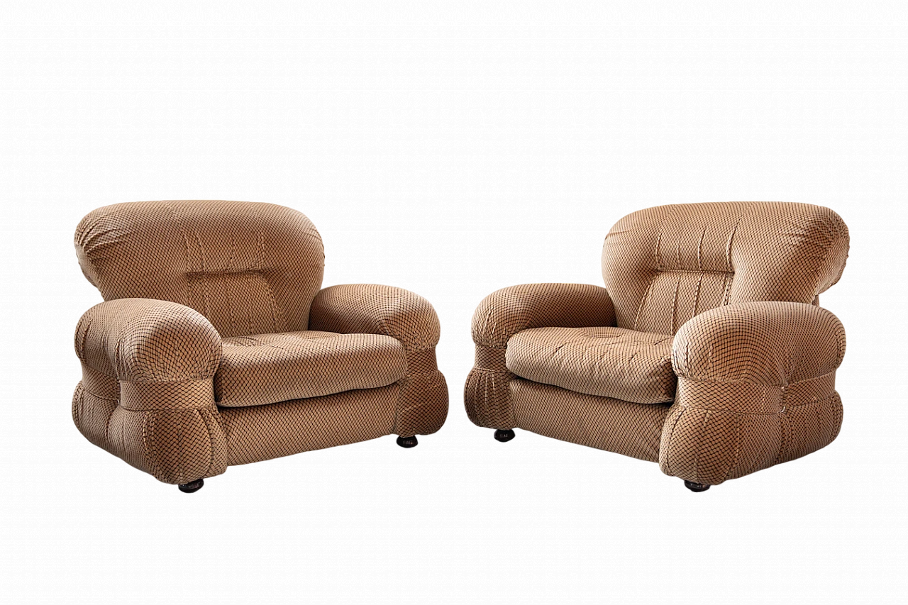 Pair of chenille armchairs in the style of Adriano Piazzesi, 1970s 17