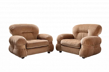 Pair of chenille armchairs in the style of Adriano Piazzesi, 1970s