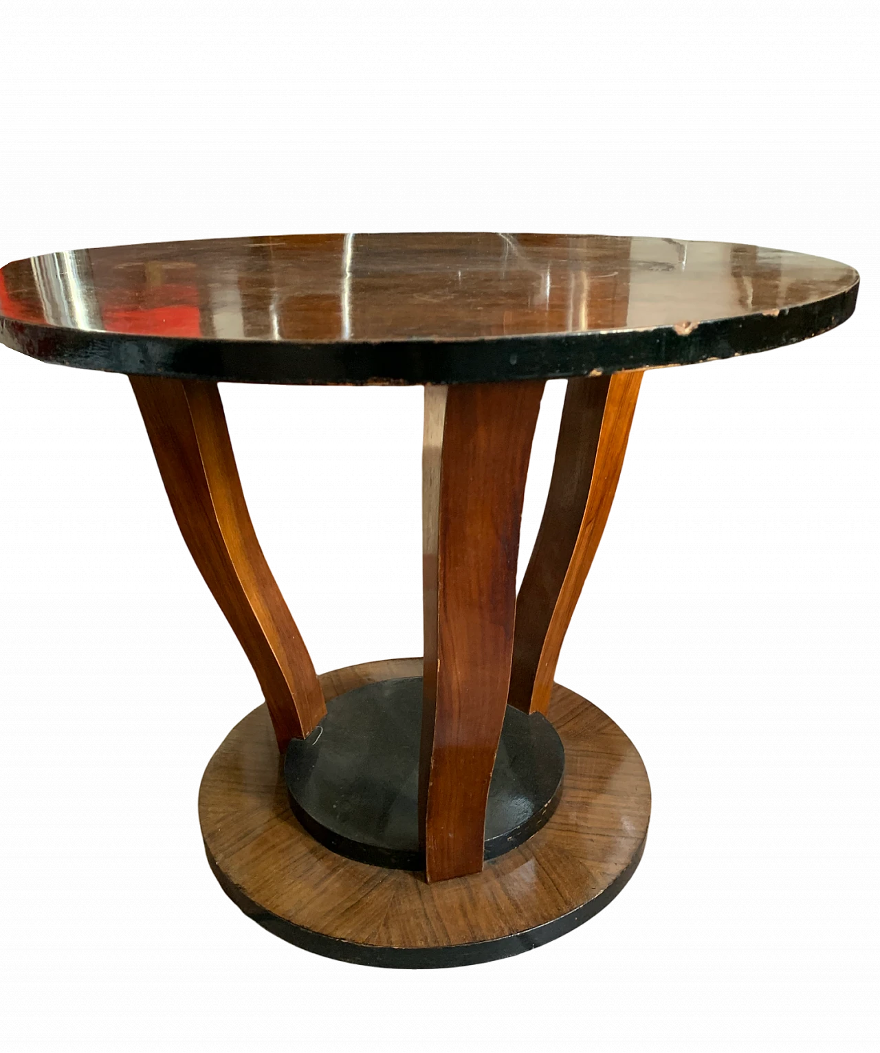 Tavolino Art Déco rotondo in legno, anni '50 7