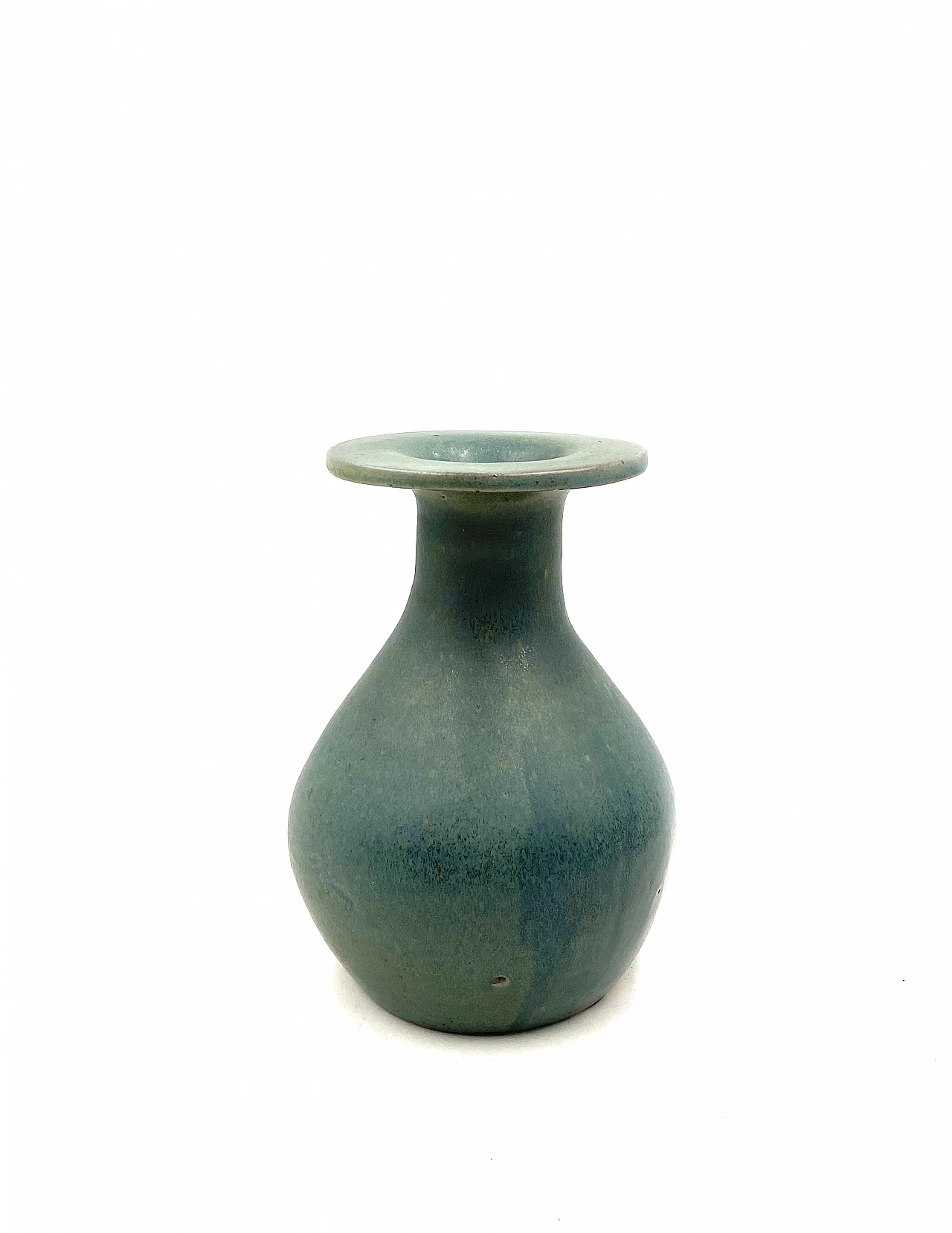 Vaso in ceramica azzurro, anni '60 1