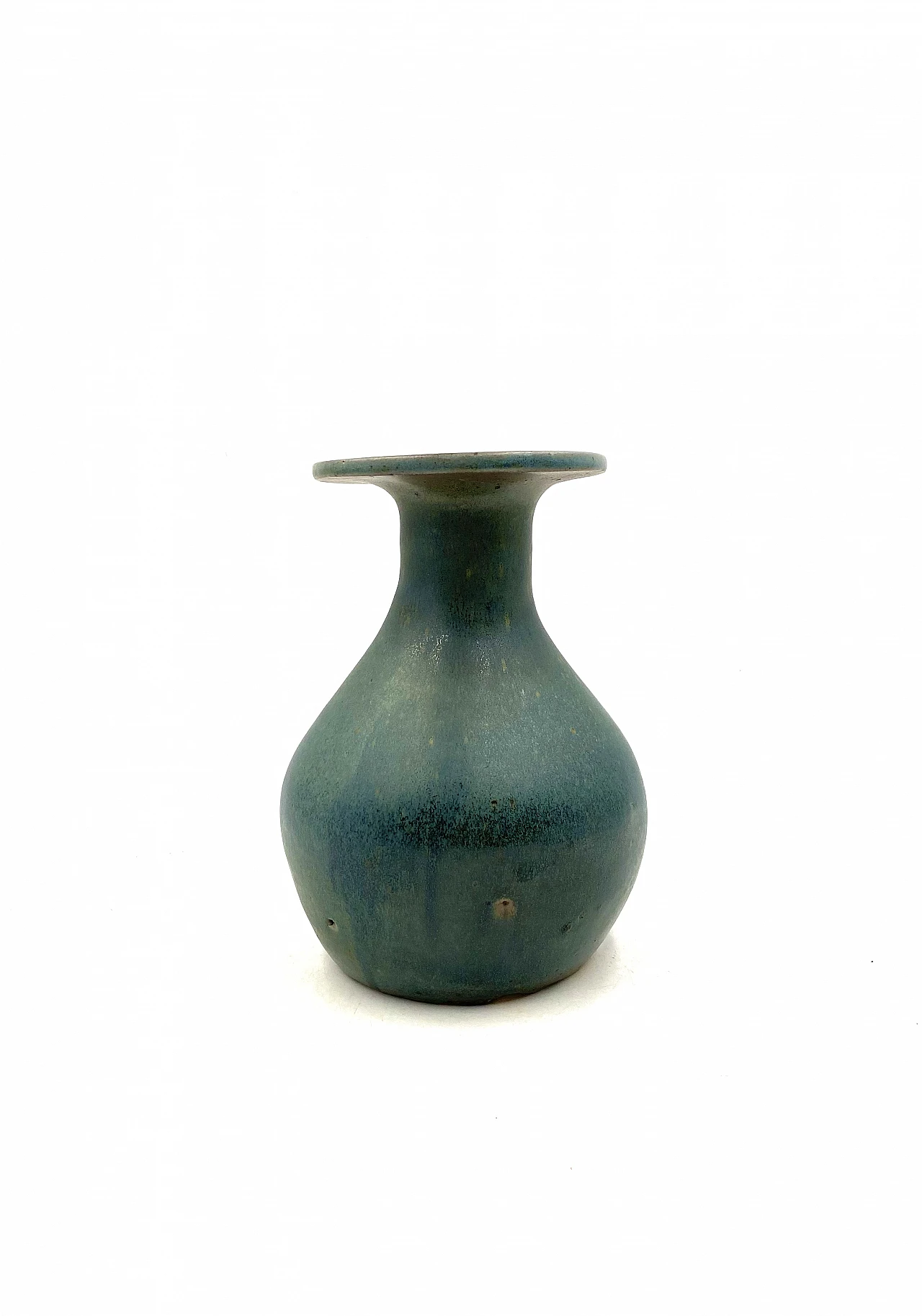 Vaso in ceramica azzurro, anni '60 6