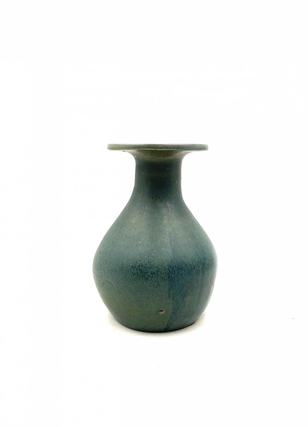 Vaso in ceramica azzurro, anni '60 7