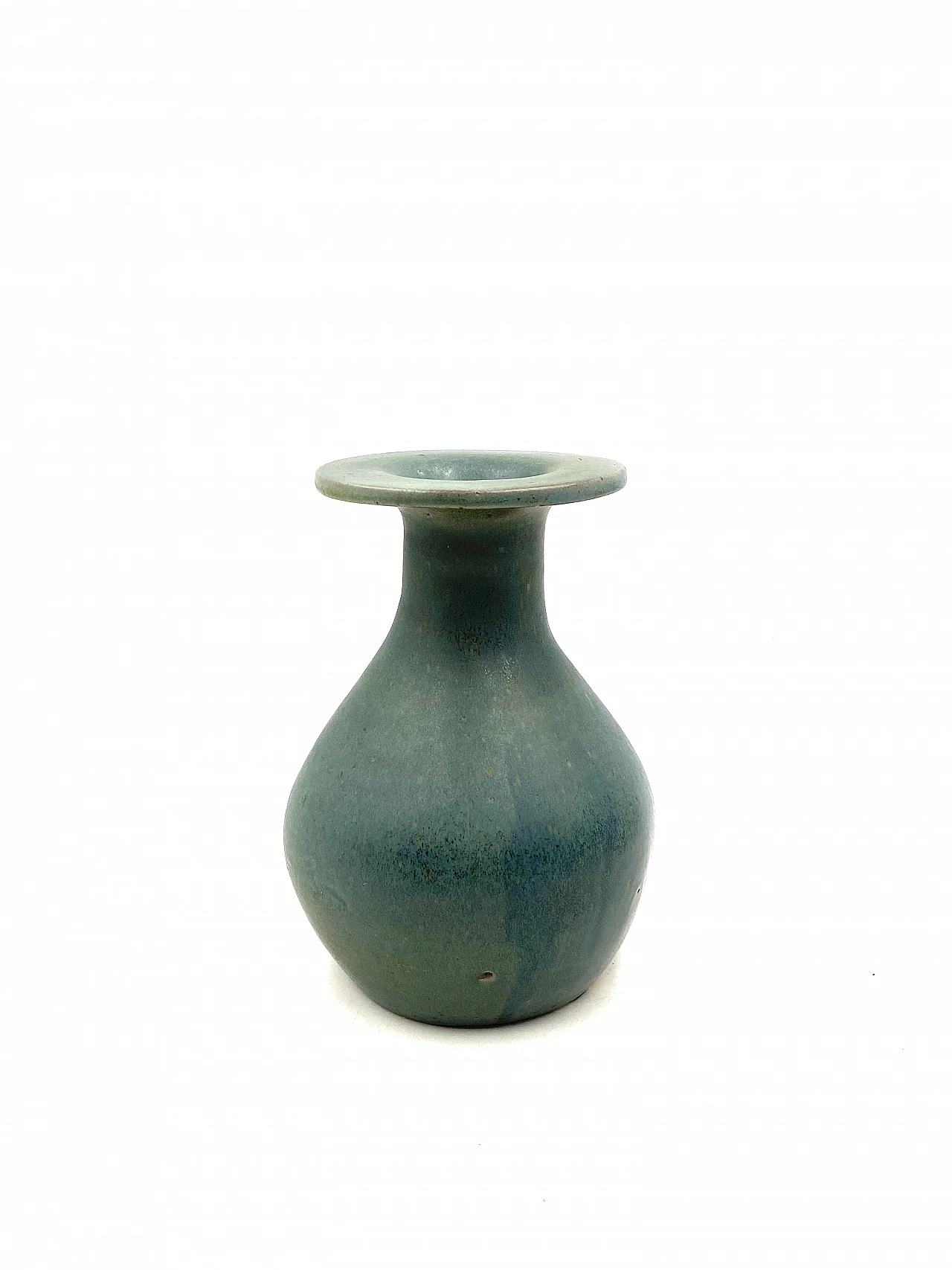 Vaso in ceramica azzurro, anni '60 9