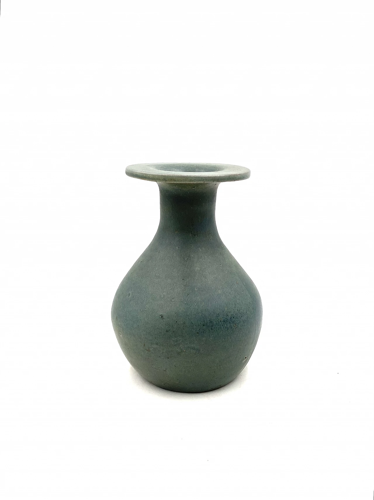 Vaso in ceramica azzurro, anni '60 10