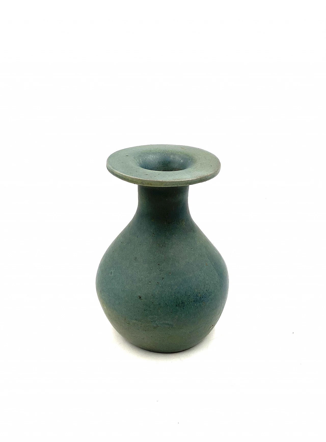 Vaso in ceramica azzurro, anni '60 11